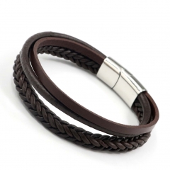 Stainless steel jewelry men's leather bangles wholesale