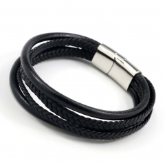 Stainless steel jewelry men's leather bangles wholesale
