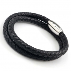 Stainless steel jewelry men's leather bangles wholesale