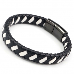 Stainless steel jewelry men's leather bangles wholesale