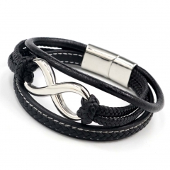 Stainless steel jewelry men's leather bangles wholesale