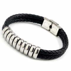 Stainless steel jewelry men's leather bangles wholesale