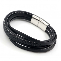 Stainless steel jewelry men's leather bangles wholesale