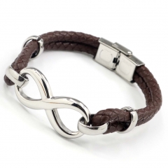 Stainless steel jewelry men's leather bangles wholesale