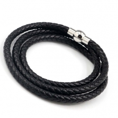 Stainless steel jewelry men's leather bangles wholesale