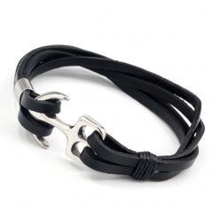 Stainless steel jewelry men's leather bangles wholesale