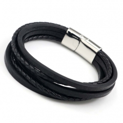 Stainless steel jewelry men's leather bangles wholesale