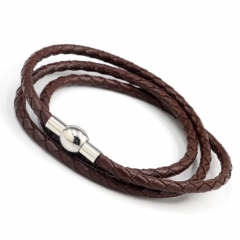 Stainless steel jewelry men's leather bangles wholesale
