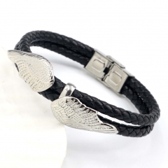 Stainless steel jewelry men's leather bangles wholesale