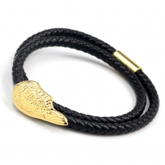 Stainless steel jewelry men's leather bangles wholesale