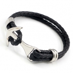 Stainless steel jewelry men's leather bangles wholesale
