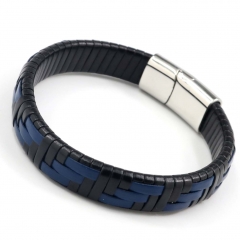 Stainless steel jewelry men's leather bangles wholesale