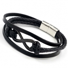 Stainless steel jewelry men's leather bangles wholesale