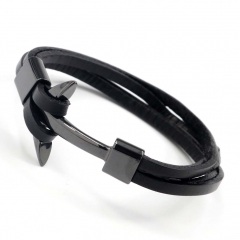 Stainless steel jewelry men's leather bangles wholesale