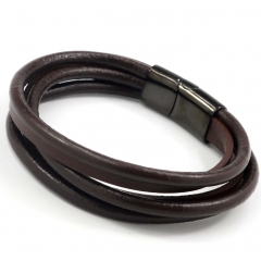 Stainless steel jewelry men's leather bangles wholesale
