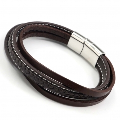 Stainless steel jewelry men's leather bangles wholesale