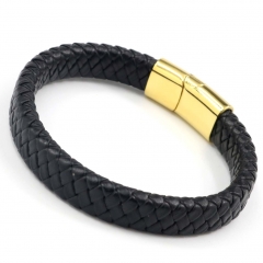Stainless steel jewelry men's leather bangles wholesale