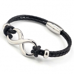Stainless steel jewelry men's leather bangles wholesale