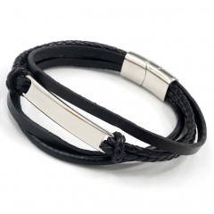 Stainless steel jewelry men's leather bangles wholesale