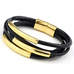Stainless steel jewelry men's leather bangles wholesale