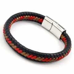 Stainless steel jewelry men's leather bangles wholesale