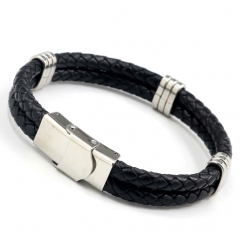 Stainless steel jewelry men's leather bangles wholesale