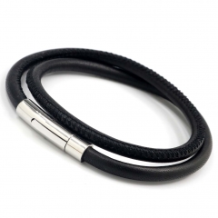 Stainless steel jewelry men's leather bangles wholesale