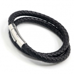 Stainless steel jewelry men's leather bangles wholesale