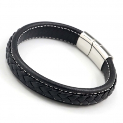 Stainless steel jewelry men's leather bangles wholesale