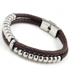 Stainless steel jewelry men's leather bangles wholesale