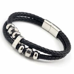 Stainless steel jewelry men's leather bangles wholesale