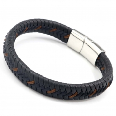 Stainless steel jewelry men's leather bangles wholesale