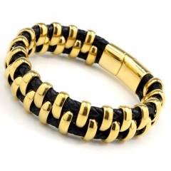 Stainless steel jewelry men's leather bangles wholesale