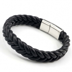 Stainless steel jewelry men's leather bangles wholesale