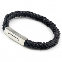Stainless steel jewelry men's leather bangles wholesale