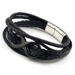 Stainless steel jewelry men's leather bangles wholesale