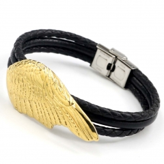 Stainless steel jewelry men's leather bangles wholesale
