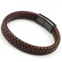 Stainless steel jewelry men's leather bangles wholesale