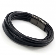 Stainless steel jewelry men's leather bangles wholesale