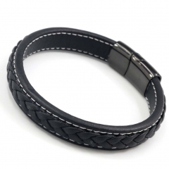 Stainless steel jewelry men's leather bangles wholesale