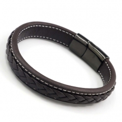Stainless steel jewelry men's leather bangles wholesale