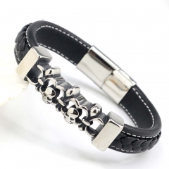 Stainless steel jewelry men's leather bangles wholesale