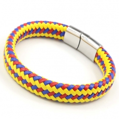 Stainless steel jewelry men's leather bangles wholesale