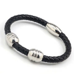 Stainless steel jewelry men's leather bangles wholesale