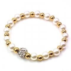 Stainless steel beaded elastic cord bracelet wholesale
