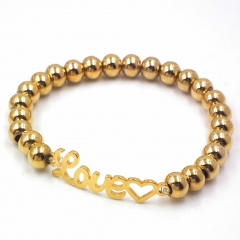 Stainless steel beaded elastic cord bracelet wholesale