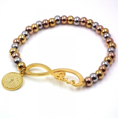 Stainless steel beaded elastic cord bracelet wholesale