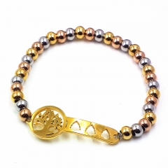 Stainless steel beaded elastic cord bracelet wholesale