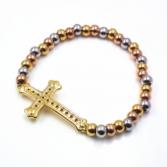Stainless steel beaded elastic cord bracelet wholesale