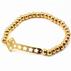 Stainless steel beaded elastic cord bracelet wholesale